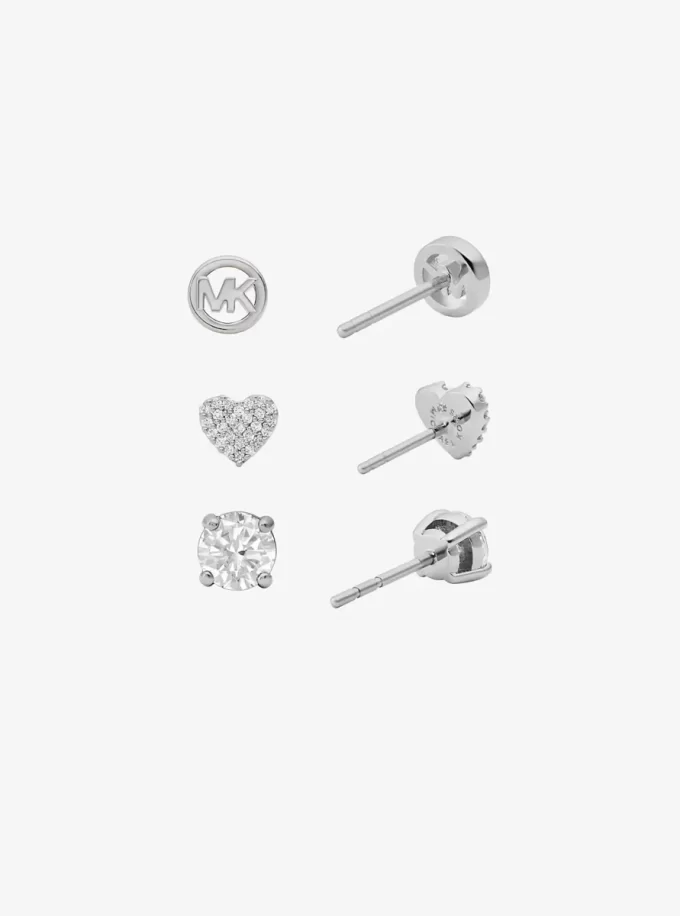 3-Piece Cubic Zirconia Stud Earrings Gift Set