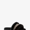 Alexis Faux Fur and Metallic Signature Logo Slide Sandal Alexis Faux Fur and Metallic Signature Logo Slide Sandal