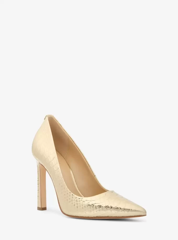 Amara Metallic Snake Embossed Leather Pump Amara Metallic Snake Embossed Leather Pump