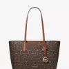 Arden Large Printed Signature Logo Top-Zip Tote Bag