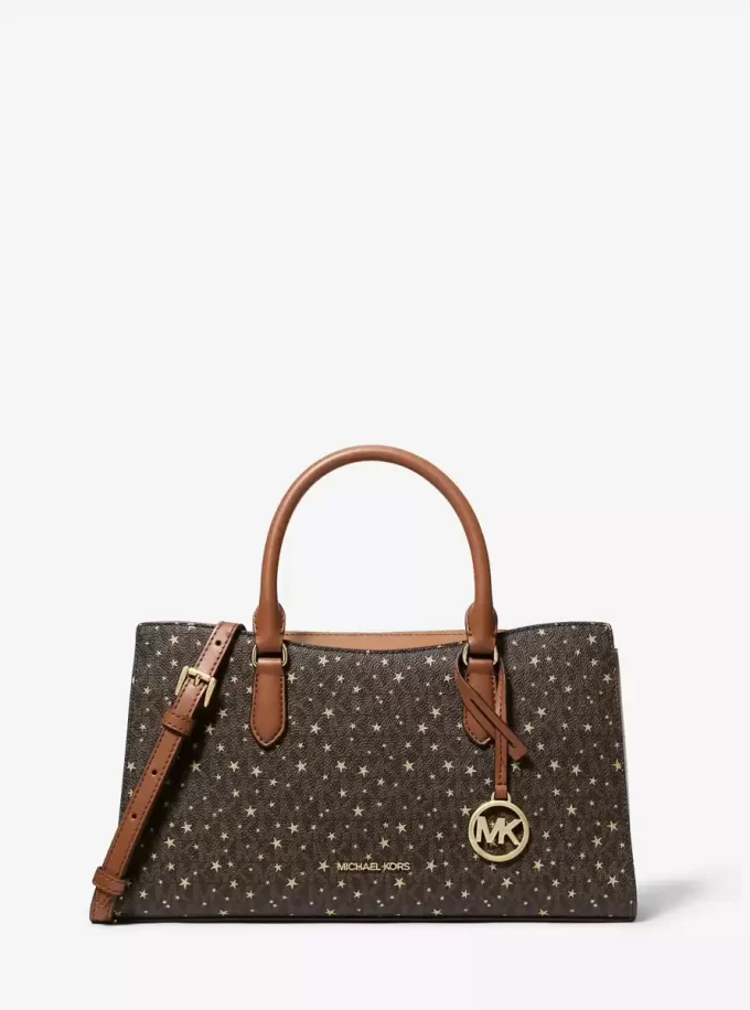 Arden Medium Printed Signature Logo Satchel