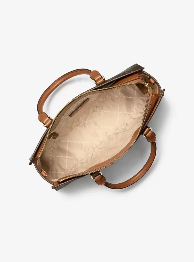 Arden Medium Printed Signature Logo Satchel