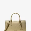 Arden Metallic Top-Zip Satchel