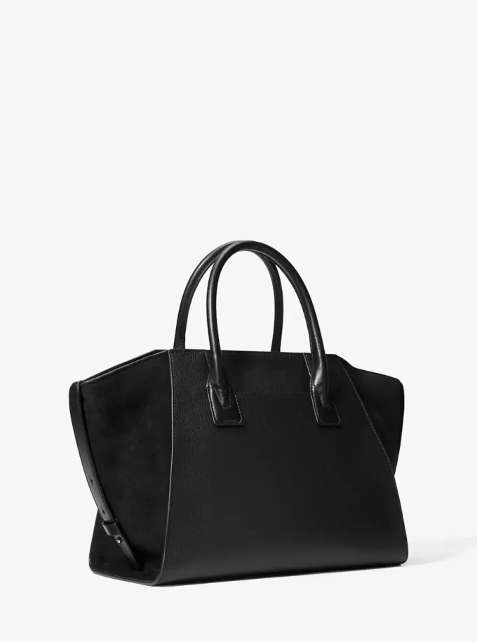 Avril Large Leather and Suede Satchel