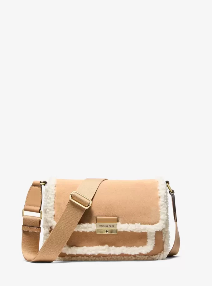 Bradshaw Medium Suede and Faux Shearling Messenger Bag
