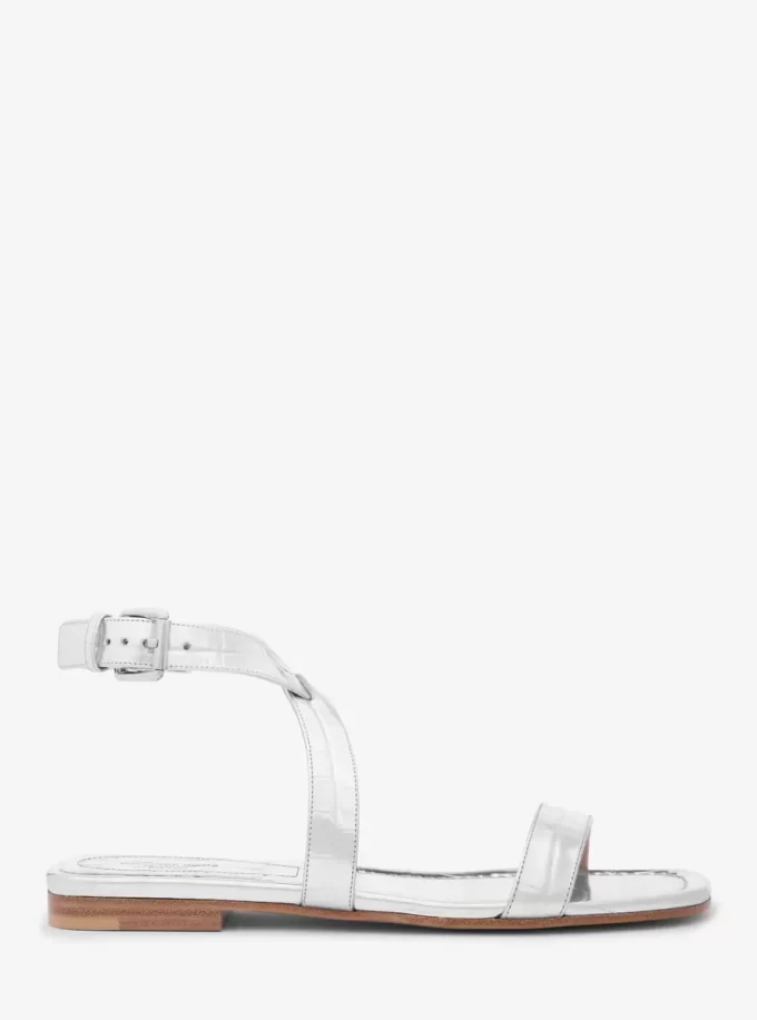 Bridgette Metallic Crocodile Embossed Leather Sandal Bridgette Metallic Crocodile Embossed Leather Sandal