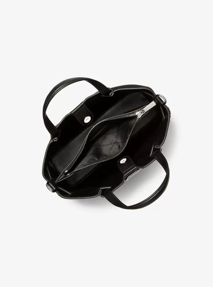 Carson Small Leopard Print Calf Hair Satchel