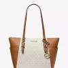 Charlotte Large Logo and Leather Top-Zip Tote Bag Charlotte Large Logo and Leather Top-Zip Tote Bag