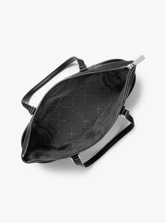 Charlotte Large Logo and Leather Top-Zip Tote Bag Charlotte Large Logo and Leather Top-Zip Tote Bag