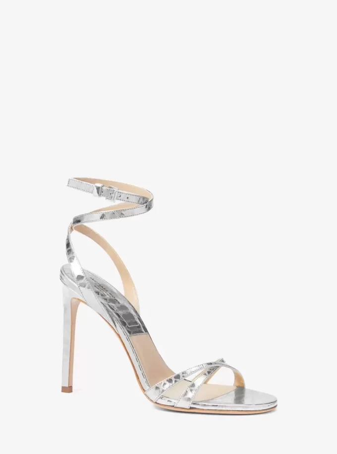 Chrissy Metallic Python Embossed Leather Sandal Chrissy Metallic Python Embossed Leather Sandal