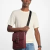 Colby Logo Embossed Burnished Leather Messenger Bag Colby Logo Embossed Burnished Leather Messenger Bag