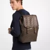 Colby Medium Logo Embossed Burnished Leather Backpack