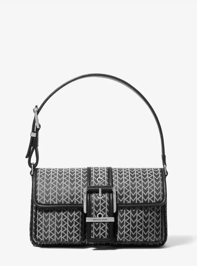 Colby Medium MK2000 Logo Jacquard Shoulder Bag