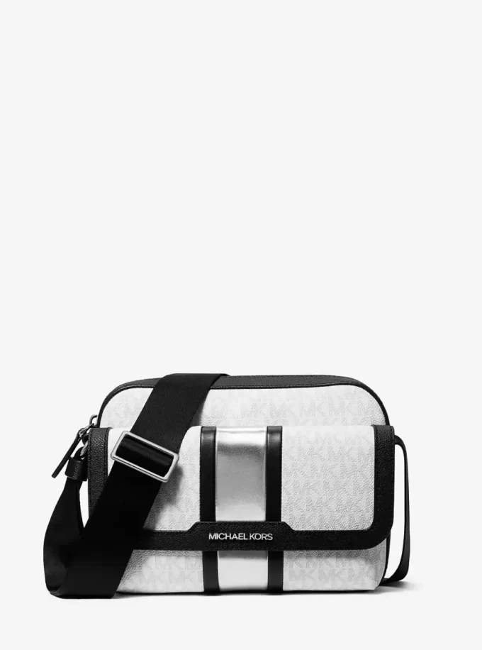 Cooper Medium Signature Logo Stripe Camera Crossbody Bag