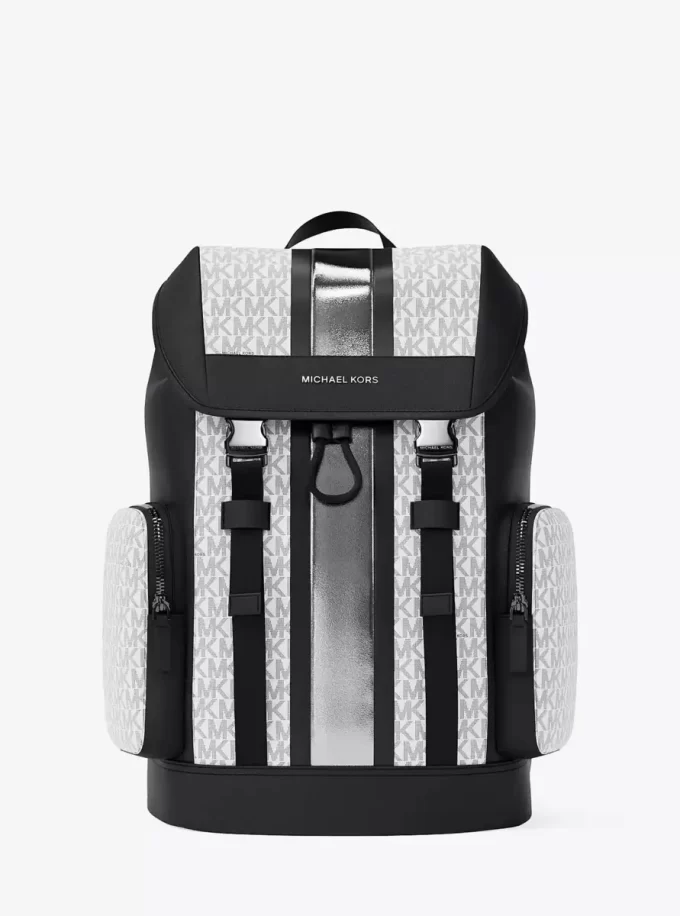 Cooper Metallic Striped Signature Logo Backpack