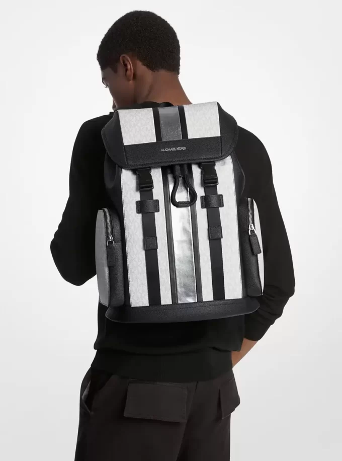 Cooper Metallic Striped Signature Logo Backpack