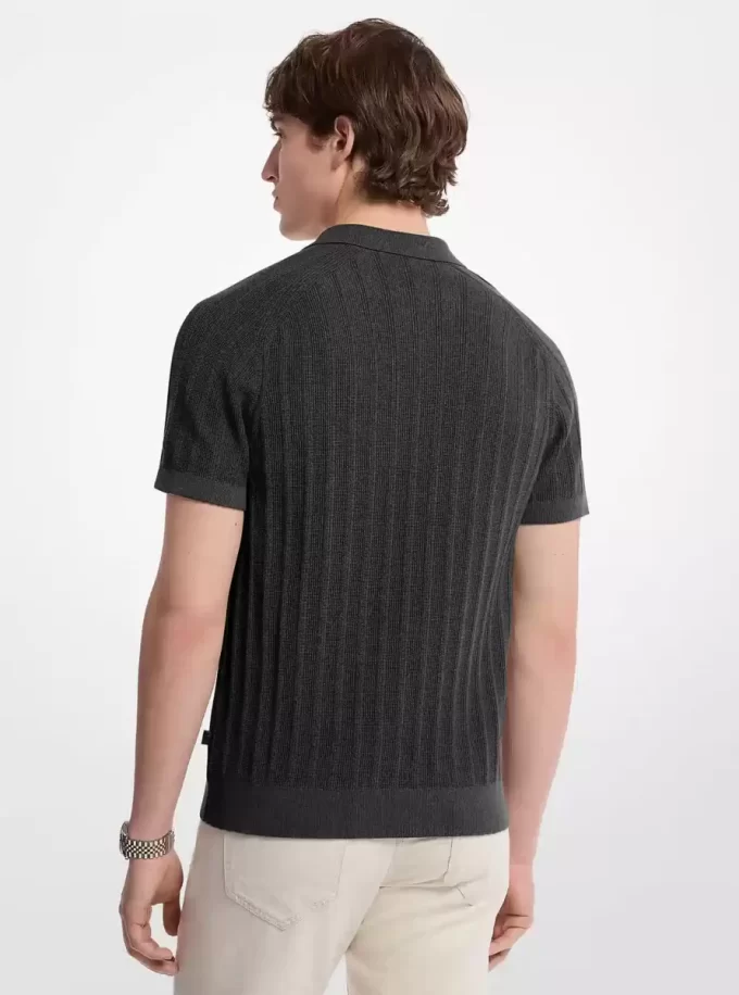 Cotton Knit Zip Polo Shirt