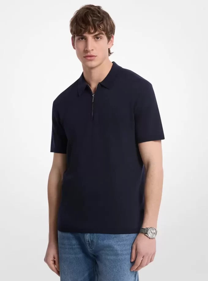Cotton Zip-Up Polo Shirt Cotton Zip-Up Polo Shirt