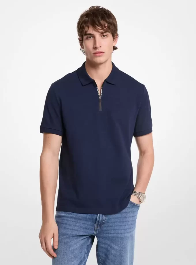 Cotton Zip-Up Polo Shirt Cotton Zip-Up Polo Shirt