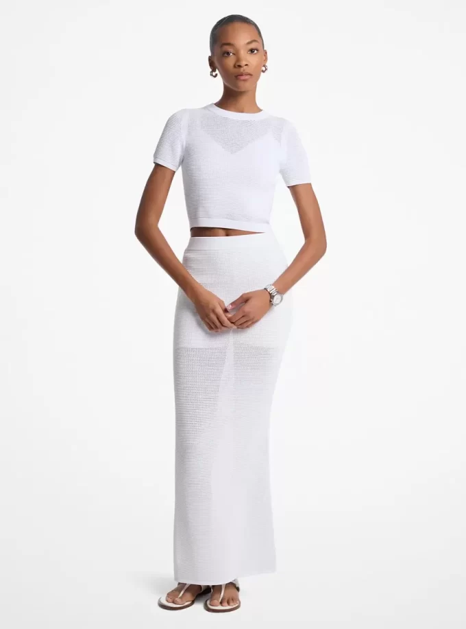 Crocheted Viscose Blend Maxi Skirt