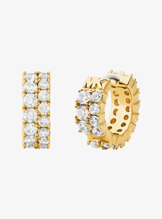 Double Pavé Huggie Earrings Double Pavé Huggie Earrings