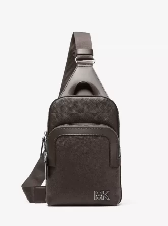 Edison Scratch-Resistant Crossgrain Leather Sling Pack