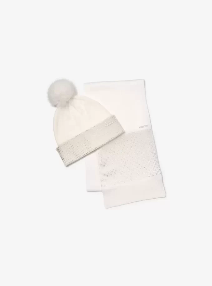 Embellished Knit Beanie Hat and Scarf Set Embellished Knit Beanie Hat and Scarf Set