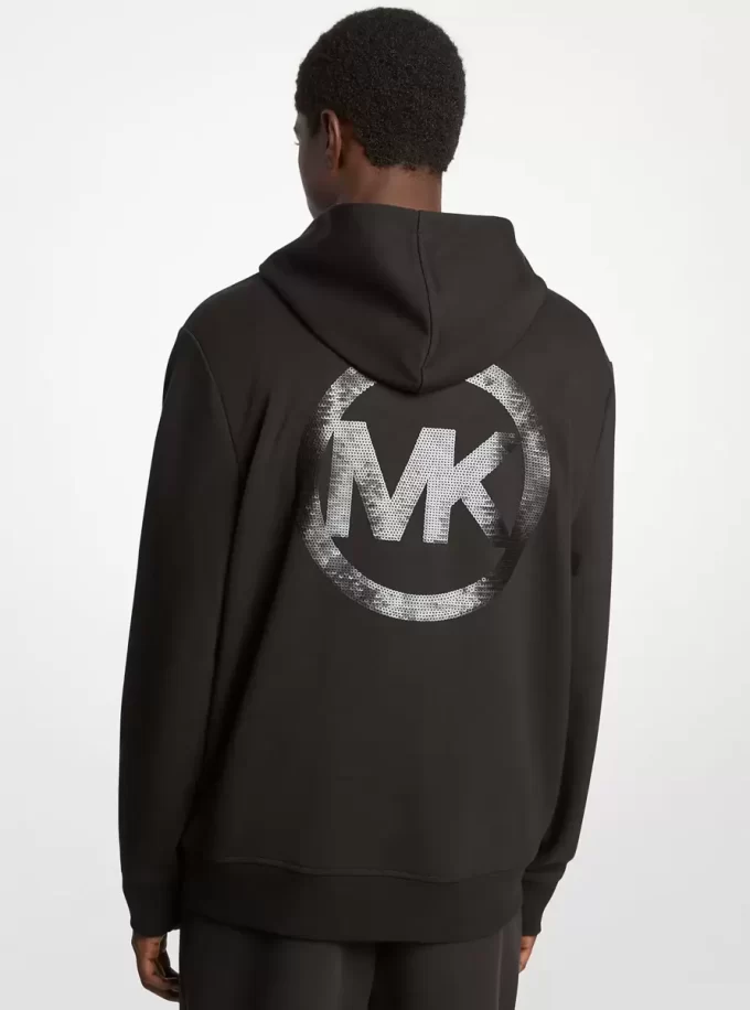 Embellished Logo Cotton Blend Hoodie Embellished Logo Cotton Blend Hoodie