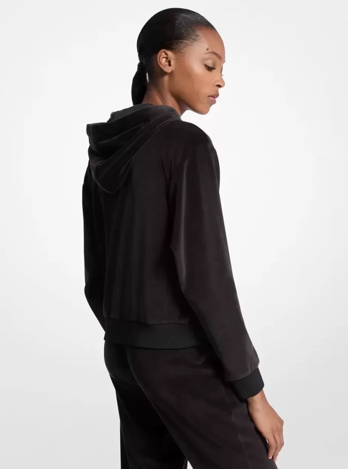 Embellished Logo Velour Hoodie Embellished Logo Velour Hoodie