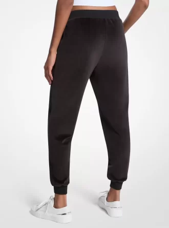 Embellished Logo Velour Joggers