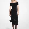 Embellished Stretch Knit Off-The-Shoulder Dress