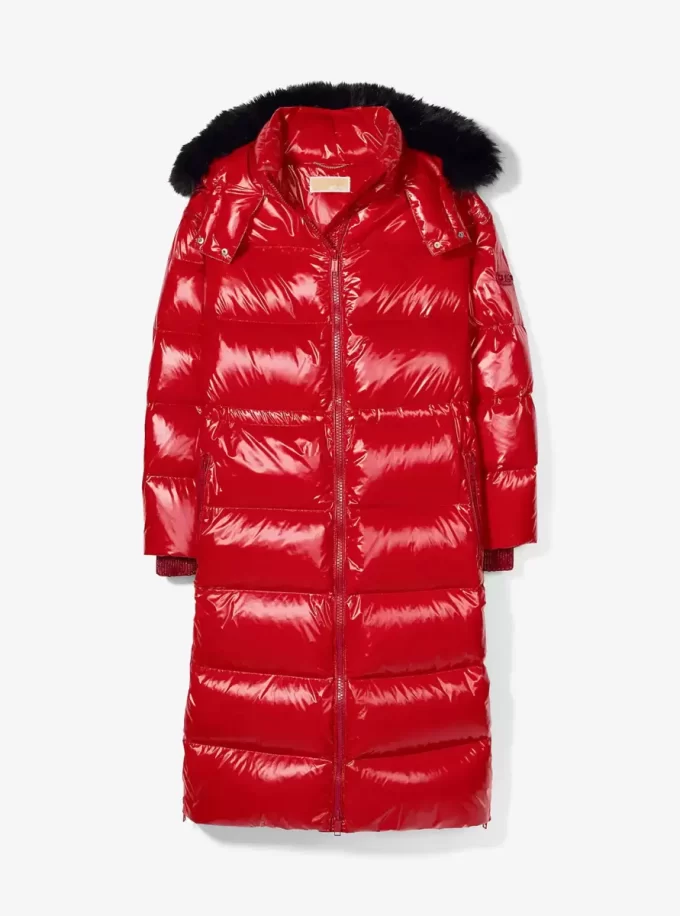 Faux Fur Trim Nylon Ciré Puffer Coat Faux Fur Trim Nylon Ciré Puffer Coat