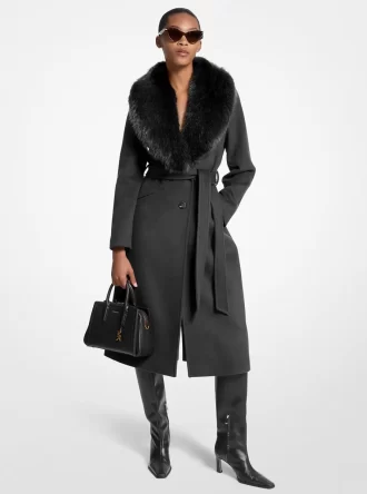 Faux Fur Trim Wool Blend Coat Faux Fur Trim Wool Blend Coat