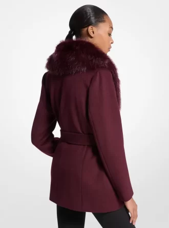 Faux Fur Trim Wool Blend Coat