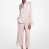 Feather Trim Satin Pajama Pants Feather Trim Satin Pajama Pants
