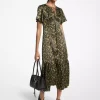 Floral Hammered Satin Midi Dress Floral Hammered Satin Midi Dress