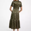 Floral Hammered Satin Midi Dress Floral Hammered Satin Midi Dress