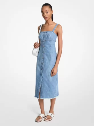Frayed Denim Midi Dress