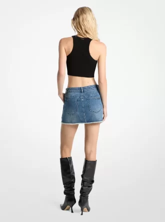 Frayed Denim Mini Skirt
