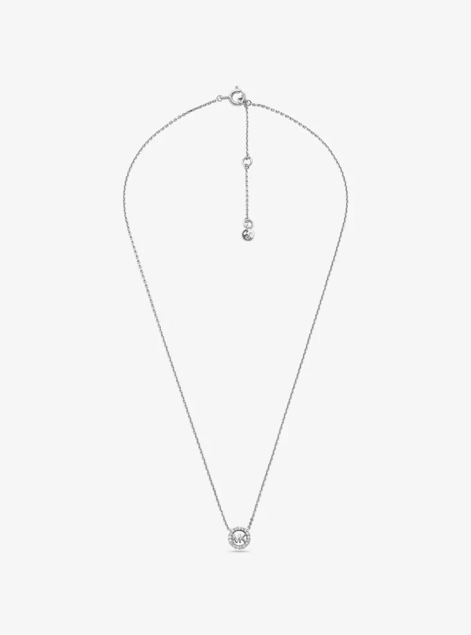 Fulton Precious-Metal Plated Sterling Silver Pavé Logo Charm Necklace Fulton Precious-Metal Plated Sterling Silver Pavé Logo Charm Necklace