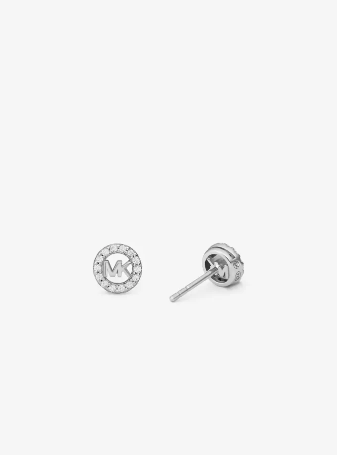Fulton Precious-Metal Plated Sterling Silver Pavé Logo Charm Stud Earrings Fulton Precious-Metal Plated Sterling Silver Pavé Logo Charm Stud Earrings