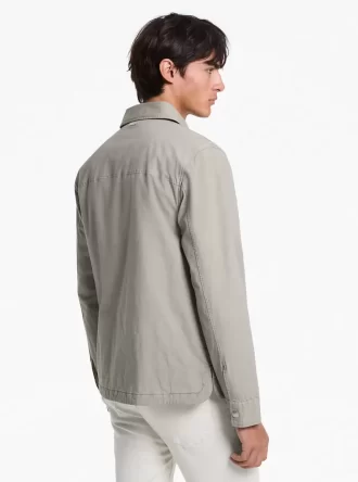 Garment-Dyed Stretch Cotton Poplin Shirt Jacket