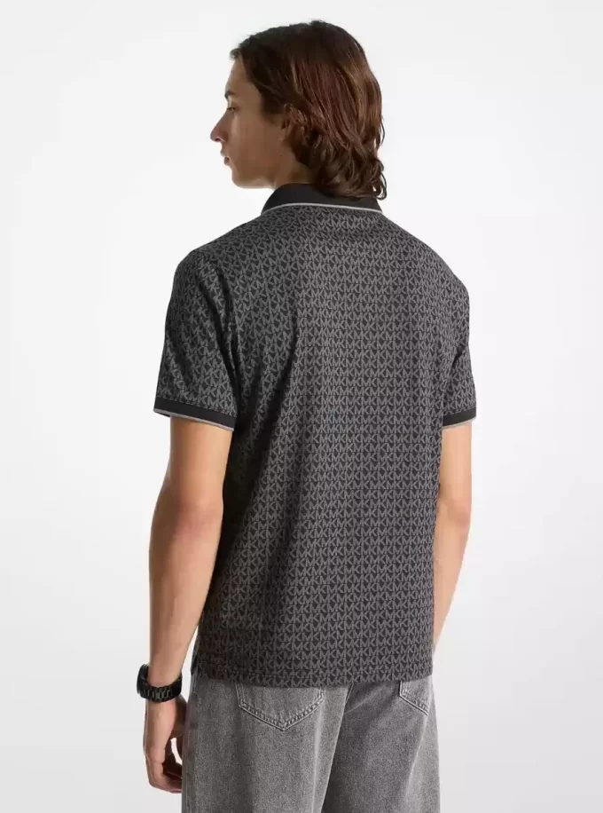 Greenwich Signature Logo Print Cotton Polo Shirt Greenwich Signature Logo Print Cotton Polo Shirt