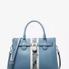 Hamilton Medium Leather and Snake Embossed Stripe Satchel Hamilton Medium Leather and Snake Embossed Stripe Satchel