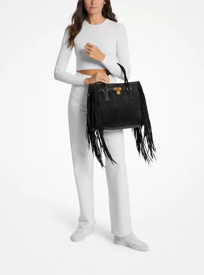Hamilton Moderne Large Fringed Suede Satchel Hamilton Moderne Large Fringed Suede Satchel