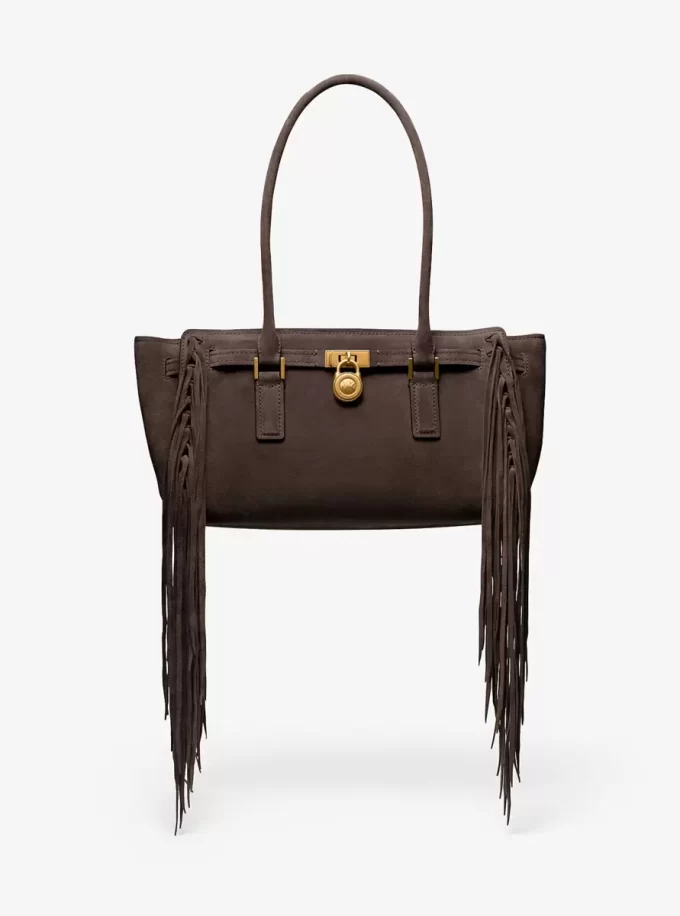 Hamilton Moderne Small Fringed Suede Satchel