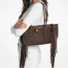 Hamilton Moderne Small Fringed Suede Satchel