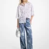Hand-Splattered Bleach Denim Wide-Leg Jean