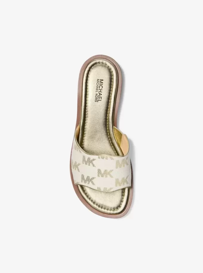 Hannah Metallic Logo Jacquard Slide Sandal
