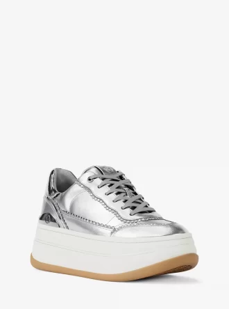 Hayes Embellished Metallic Leather Platform Sneaker